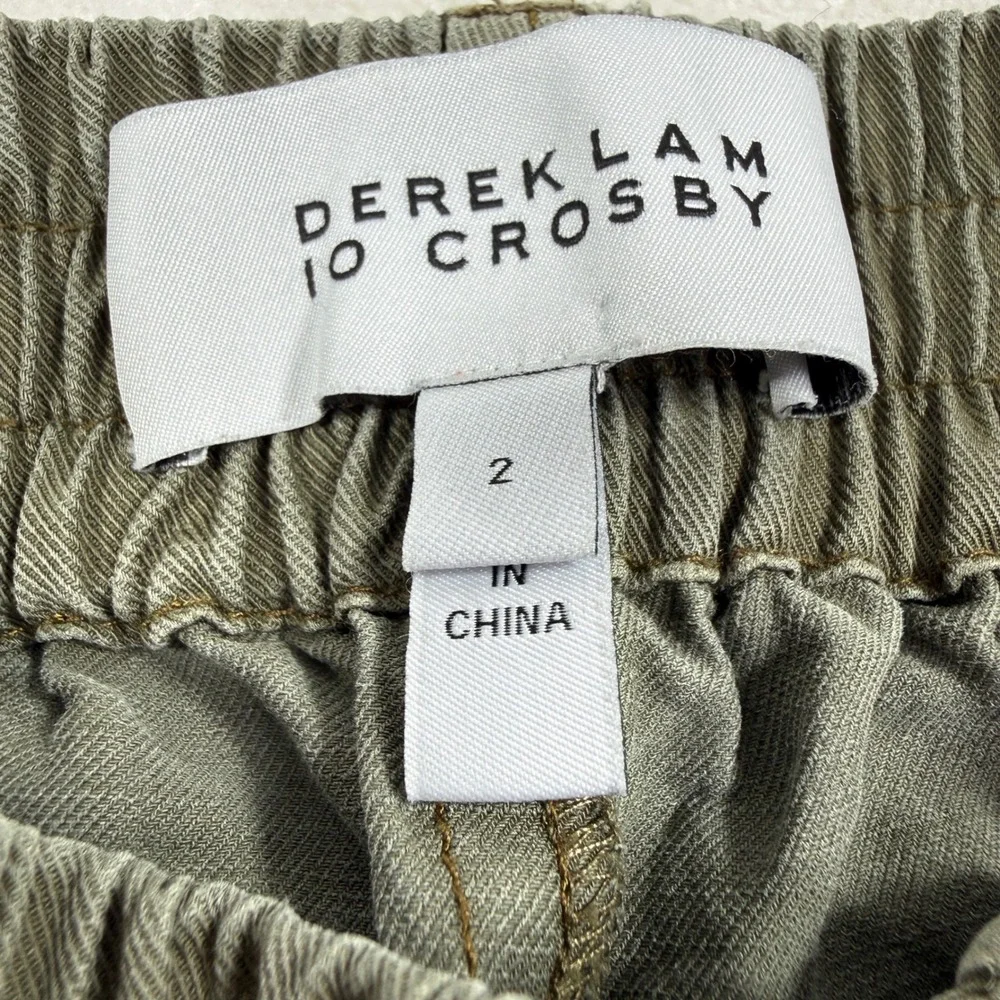 Derek Lam 10 Crosby Olive Green Linen Blend Ruched Jogger Pants Size 2 TR021280L
